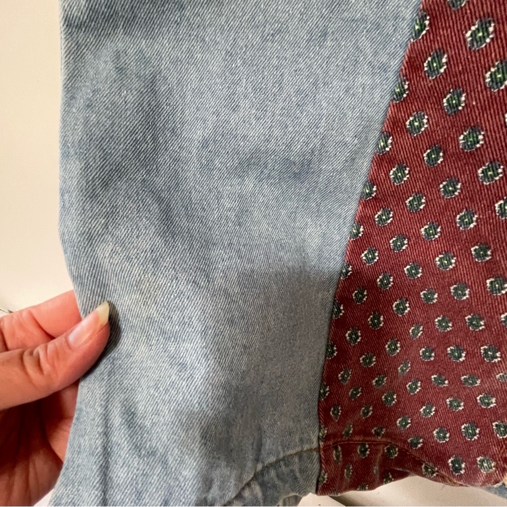 *SOLD*Vintage 90’s denim patchwork maxi dress light wash jean front snap buttons - Picture 6 of 6